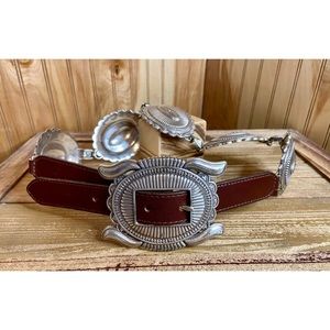 Justin Concho Leather Belt  Size 27 28 29 30 31
